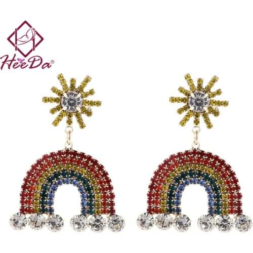 Kpop Big Name Set Auger Rainbow Stud Earrings Womens Fashion Trendy Hyperbole Ear Decoration 2020 New Rhinestone Jewelry Female