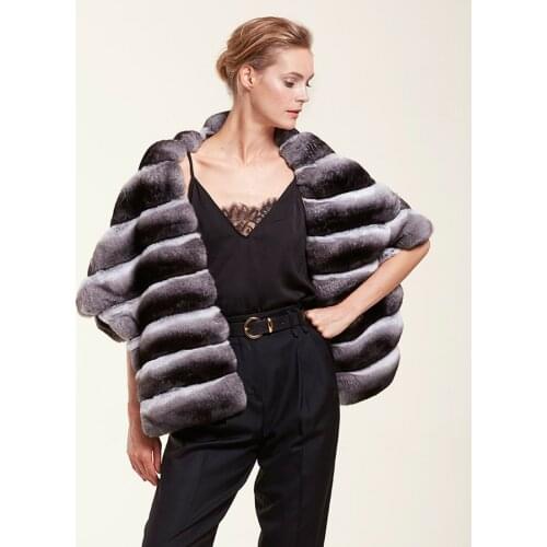 Elegant Chinchilla Colored Fur Scarf Women Real Rex Rabbit Cape 2021 New Autumn Winter Female Warm Shawl