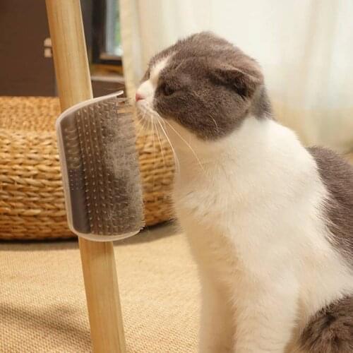 Pet Corner Grooming Hair Brush Cat Grooming Supplies Toys For Cats Hair Removal Shedding Trimming Cat Massage Device With Catnip