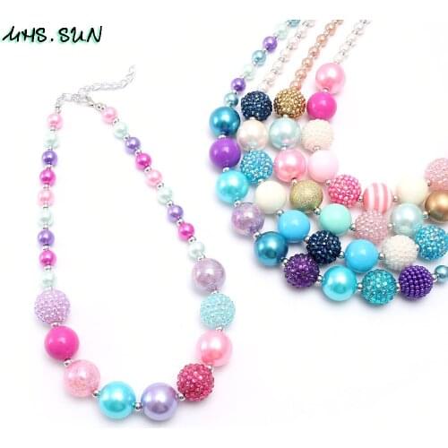 MHS.SUN Fashion Design Child Kids Beads Necklace Colorful Cute Chunky Bubblegum Necklace for Girls Baby Charm Jewelry 1Pcs