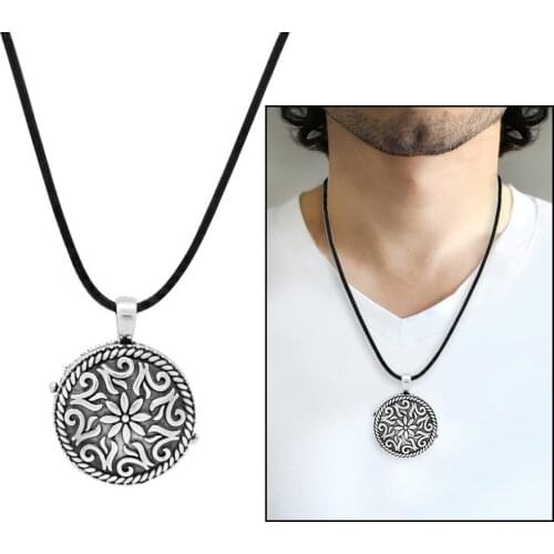 Tesbihane Anatolian Pattern Themed Open Cap Inside Ayetel Kursi Written 925 Sterling Silver Prayer Necklace