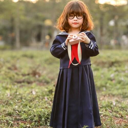 Girls Japan School Student Uniform Child Anime Sailor Costume Pleated Skirt Halloween Movie Cosplay Fancy Ddress