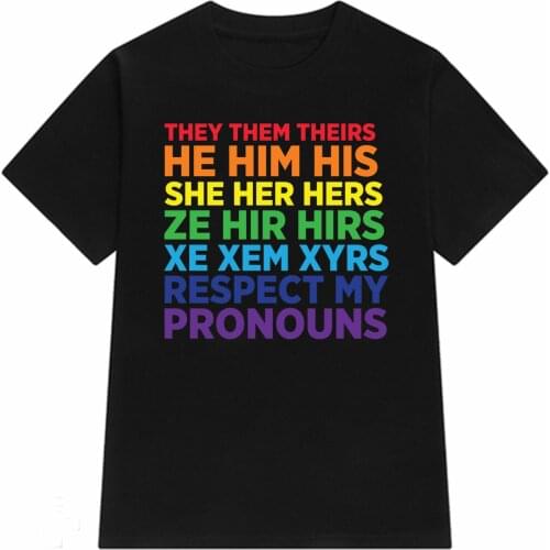 Respect My Pronouns Lgbt Pride Tshirt Transgender Meme Slogan T Shirt Casual Short Sleeve Women T-shirts Unisex Lgbt Top Clothes