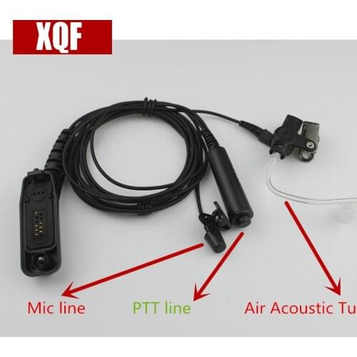 XQF Air Acoustic Tube Earpiece PTT Mic Headset for Motorola XiR P8668 P8268 APX 7000 XPR 6500 XPR 6550 Walkie Talkie
