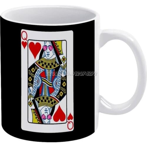 Funny Queen Of Hearts Playing Poker Women Design Coffee Mugs 330ml Creative Travel Mug and Cup Office Drinkware Mugs Tazza Women