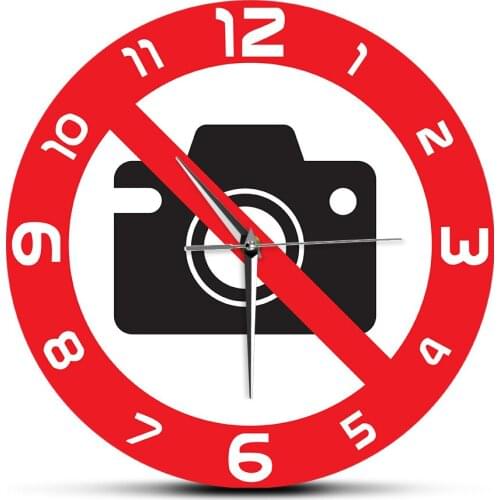 Prohibiting Sign Photo Video Shooting is Prohibited Wall Clocks Creative Modern Design Warning Sign Not to Shoot Hanging Watch
