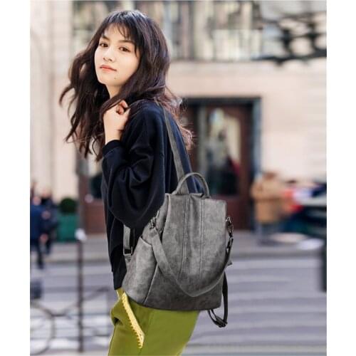 Female Shoulder Bag Multifunction Traveling Backpack 2021 Hot Women Waterproof Anti-Theft Leather Backpacks Bags for Girls