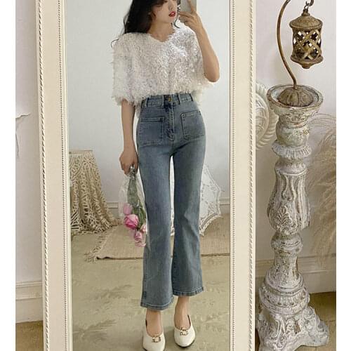 Woman Jeans Pants 2021 Spring and Autumn Womens Casual Jeans Womens High Waist Cropped Pants Pantalones Vaqueros Mujer