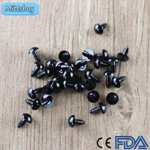 12Pcs 5-24MM DIY Plastic Doll Joints Round Black Bean Crafts Eye Flat Accessories For Teddy Bear Toy Doll Making Joint Materials