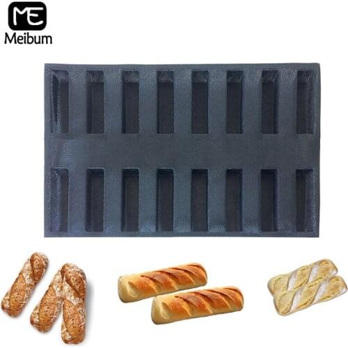 16 Cavity Black Porous Forms Silicone Mold Square Bread Tray Long Loaf Eclair Mould Non Stick Bakeware Baking Pan Tools
