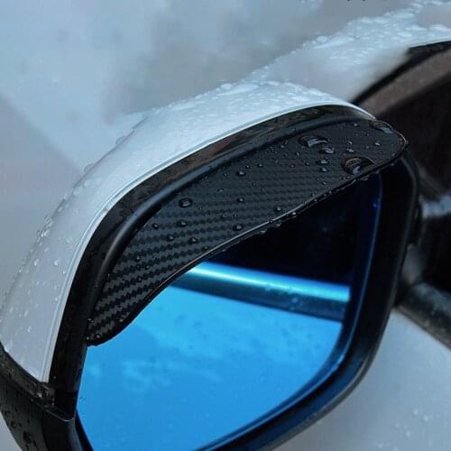 2PCS/Set Door Side Rear View Mirror Rain Snow Sun Visor Guard Carbon Fiber Texture Rain Guard Visor Shade Protector Shield