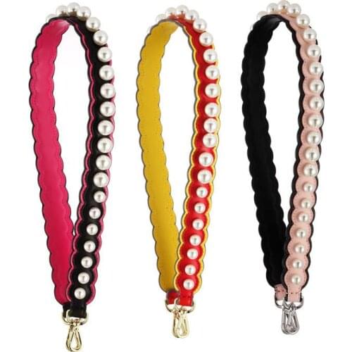 2018 New Pearl Bag Strap Genuine Leather Women Handbag Strap Accessories Wide Shoulder Belts For Bags Leather Purse Straps