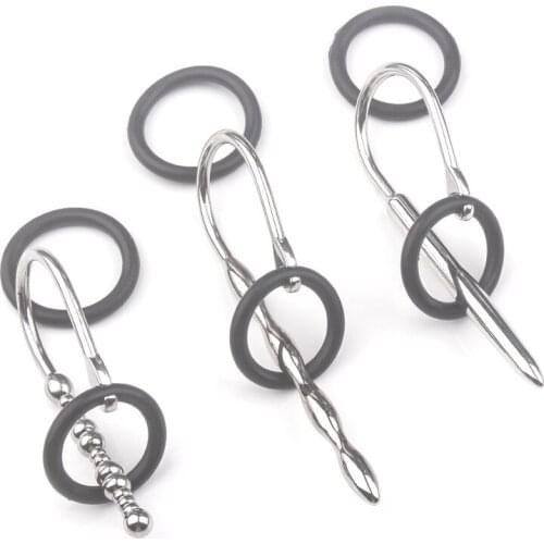 3 Psc Stainless Steel Penis Plug Urethral Sounding Dilators chastity Plug With Double Ring Adult Masturbation Sex Toys For Male
