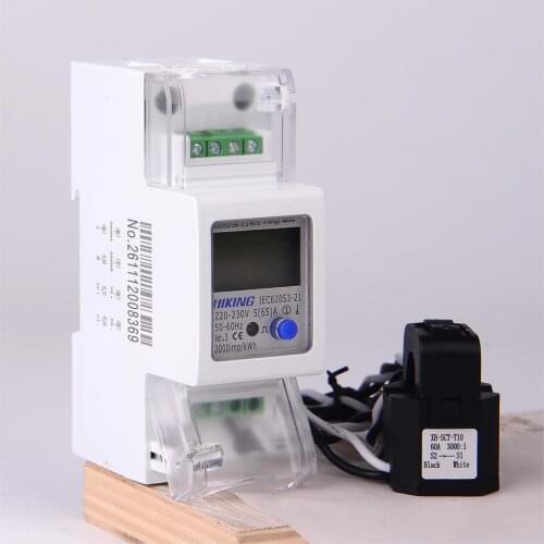5(65)A 220V 230V 50Hz 60Hz single phase split CT muliti-function Din rail KWH Watt hour energy meter with RS485 MODBUS-RUT