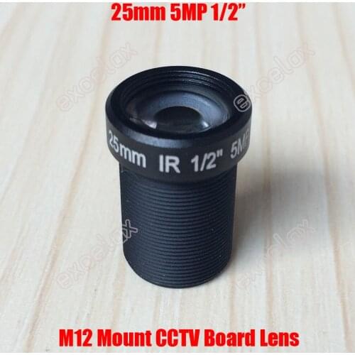5MP 1/2" 25mm M12 F2.4 IR Sensitive CCTV Board Lens MTV Mount for 960P 1080P 2MP 3MP 4MP 5 Megapixel Analog IP Camera by Excelax