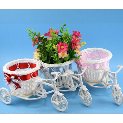 Big Wheel Round Basket Rattan Floats Flower Vase Flowerpots Containers Small Flower Bike/Flower Pot
