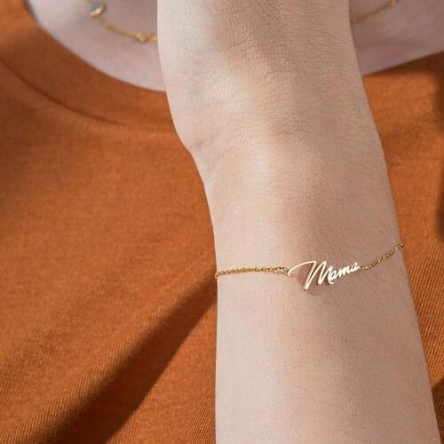 Mumuxing Personalized Custom Name Letter Bracelet Stainless Steel Bracelet Simple Jewelry Birthday Gift For Men And Women