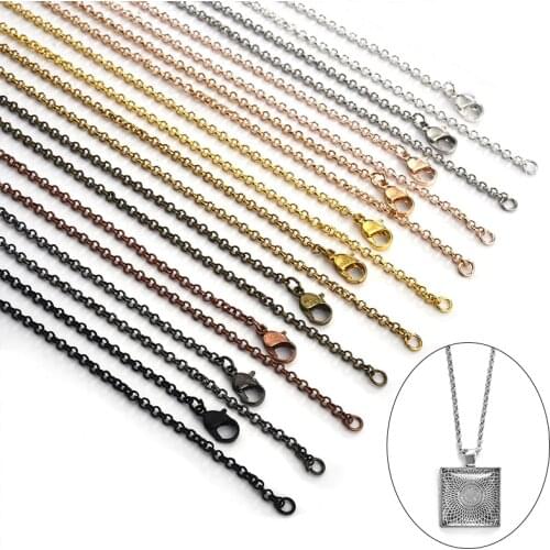 10pcs 55cm Metal Losster Clasps Necklace Chains Brass Bulk For DIY Jewelry Making Findings Supplies Cuban Link Chains Wholesale