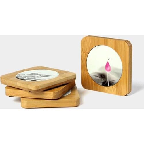 Wood Ceramic Coasters Creative Geometric Prints Cork Wood Bottom Heat Insulated Pad Anti-Slip Placemats Tableware F20173706