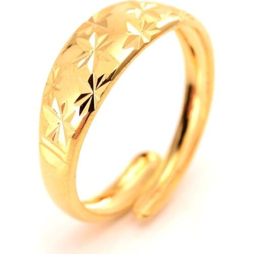Ethiopia Dubai Ring 24 K Fine solid Gold GF Arab adjusable Rings Resizable Figure Women/Adolescent Jewelry Halloween