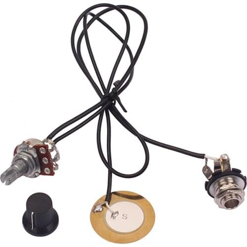 Guitar Piezo Discs Leads with Volume Control Knob for Cigar Box Guitar Mandolin Violin Replacement Accessories