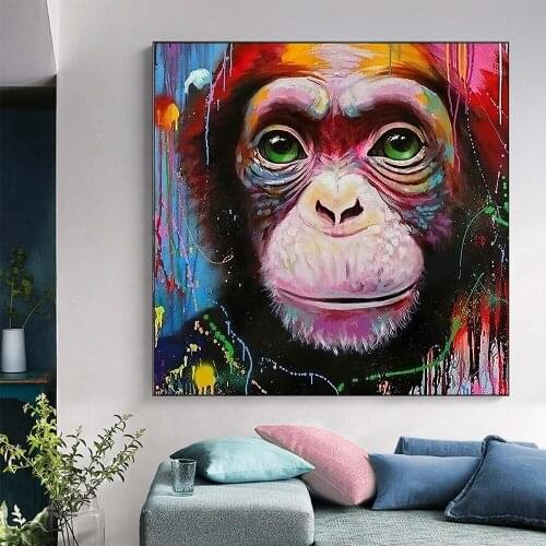 Graffiti Art Oil Paintings Monkey Wall Art Canvas Posters and Prints Modern Wall Picture For Living Room Home Decor