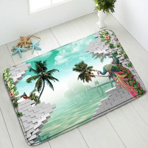 Animals Peacocks Anti-Slip Bath Mats Indoor Floor Mat Bedroom Kitchen Doormat Rug Balcony Carpet Absorbent Foot Pads Home Decor