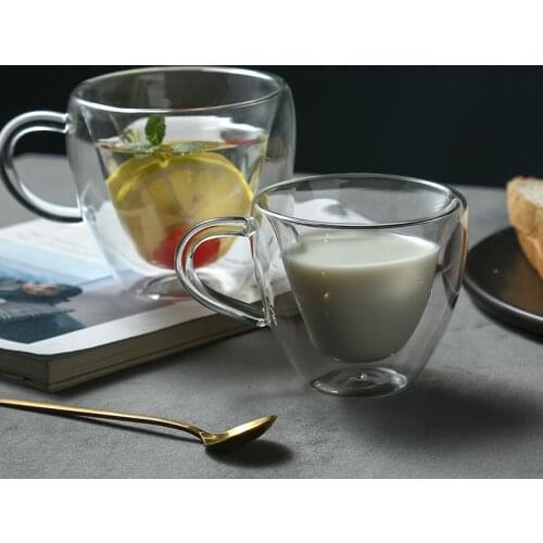 Creative Heart-shaped Double-layer Glass Water Cup Home Breakfast Milk Coffee Cup