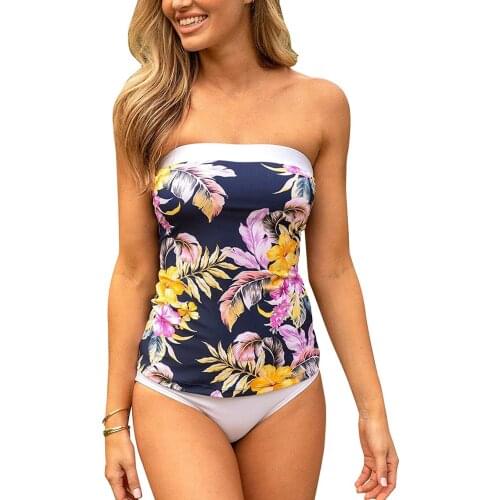 Sexy Bikini Women Swimsuit Abdomen High Waist Swimwear Bandage Bandeau Bikini Set Printed Beach Bathing Suit Biquinis Feminino