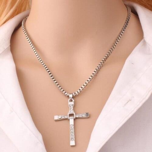 Fashion Unisex Christian Cross Pendant Necklaces Stainless Steel Gold Silver Color Long Chain Necklace Jewelry