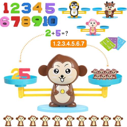 Montessori Weight Animal Balance Math Toys Arithmetic Learning Monkey Animal Balance Scale Number Game Learning Toys For Kids