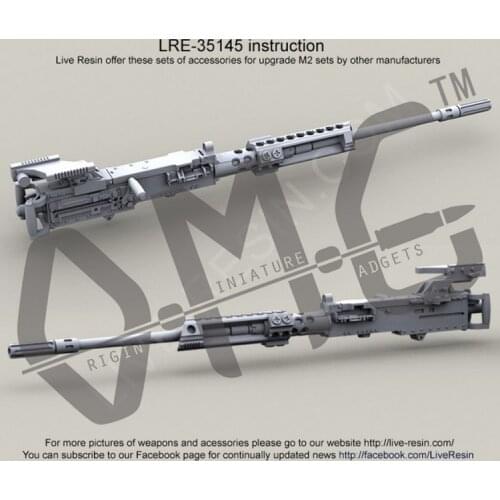 [Scale Model Kit] Live Resin LRE-35145 1/35 M2 Browning .50 Caliber Machine Gun Body with Surefire HellFighter Mount barrel brac