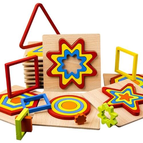 Shape Geometry Puzzle Board Game Parent-Child Interactive Early Education for Intelligence Safe Wooden Game