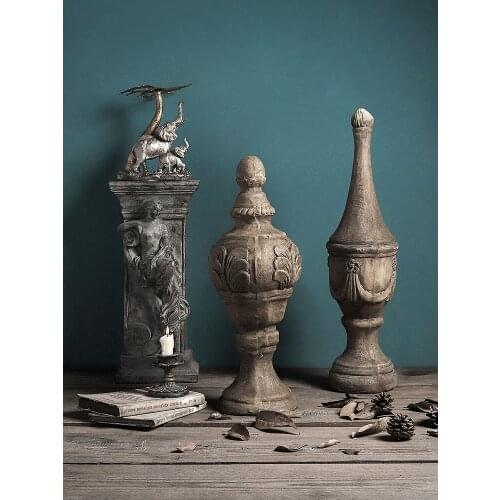 Nostalgic Tuscan Roman Column Decor Statue Sculpture Resin Ornaments Home Living Room Bedroom Decor Geometric Accessories Gift