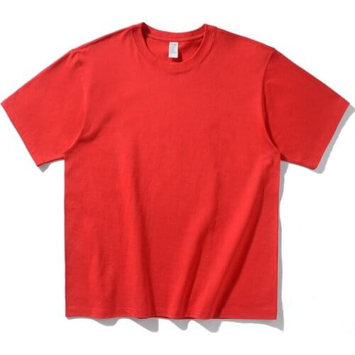 Pure color cotton T-shirt loose round collar short sleeve