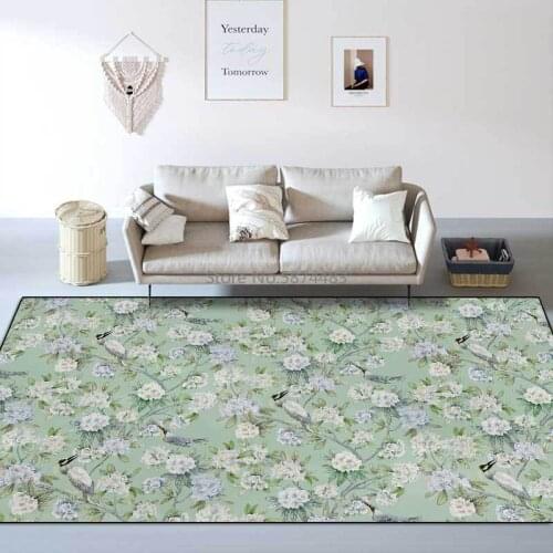Pastoral Country Small Floral Fresh Green Living Room Bedroom Bedside Carpet Floor Mat Customization