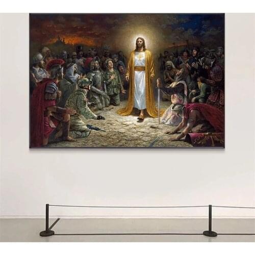 Christian Jesus Saves the World Posters Prints Canvas Painting Figure Wall Art Prints Pictures For Church Living Room Home Decor