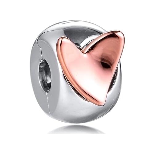 Fits Pandora Bracelet Freehand Heart Clip Charm Genuine 925 Sterling Silver Beads for Women Jewelry Making kralen berloques diy
