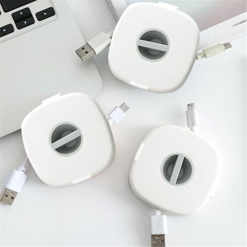 Portable Square Rotatable Wire Cable Storage Box Data Line Box Mobile Phone Charging Cable Winder Protective Wire Cable Organize