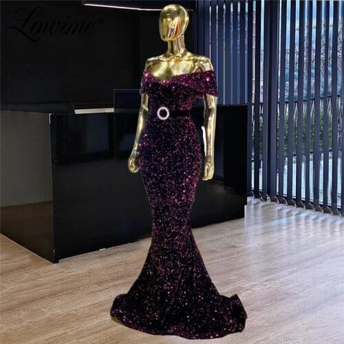 Simple Elegant Purple Evening Dress Off The Shoulder Mermaid Party Gown 2021 Custom Made Plus Size Cheap Evening Wear Women Prom