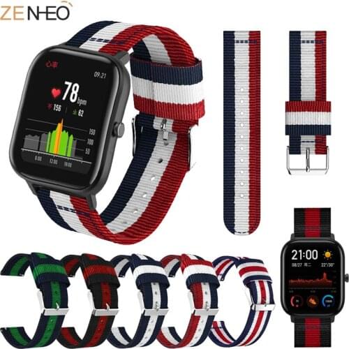 Nylon watch strap 20mm For Huami Amazfit GTS Bip Pace Lite Youth band For Garmin vivoactive 3 Smart watch accessories wrist band