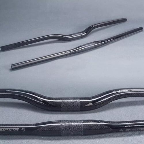 TOMTOU Mountain Bike Handlebar Gray Glossy Full 3K Carbon Bicycle Handle Bars Bike MTB Parts Stem Clamp 31.8mm
