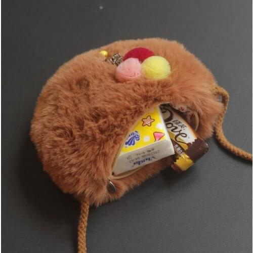 Cute Plush Messenger Bag Kids Baby Shoulder Bag Ladies Crossbody Women Single Zipper Jewelry Case