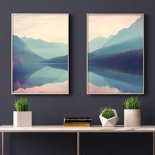 Nordic Landscape Mountain Lake Canvas Paintings Home Decoration Living Room Wall Art Pictures Nature Scenery Posters and Prints