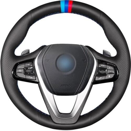 Hand-stitched Black PU Faux Leather Car Steering Wheel Cover for BMW G20 G21 G30 G31 G32 X3 G01 X4 G02 X5 G05 X7 G07 Z4 G29