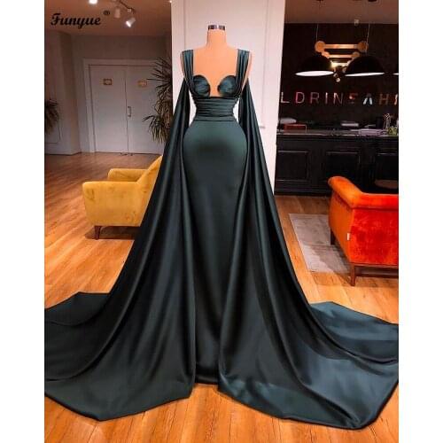 Dark Green Muslim Evening Dresses 2021 New Pageant Party Vestidos De Noite Mermaid Dubai Kaftan Saudi Arabic Long Evening Gown