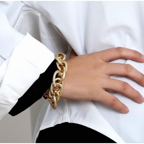 Bohemia Punk Heavy Metal Charm Bracelets Chunky Bangle Women Steampunk Chain Indian Lock Link Bracelet Couple Jewelry