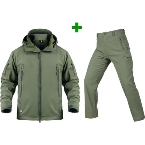 Military Jacket TAD Winter Fleece Tactical Windbreaker Windproof Jacket Men Hunting Clothes Hiking Softshell Coat + Pants