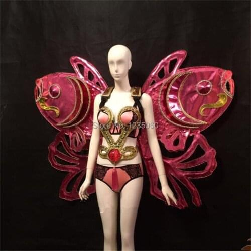 WYY Lady show bra bikini Model stage show wears led costumes supply singer ballroom dance sexy wings clothes dj bar women dresse