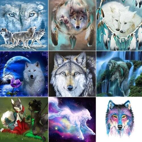 XUEQIXIAOZU Full Round Diamond Painting Wolf Cross Stitch Kit Embroidery Animals Mosaic Sale Rhinestone Pictures Home Decoration